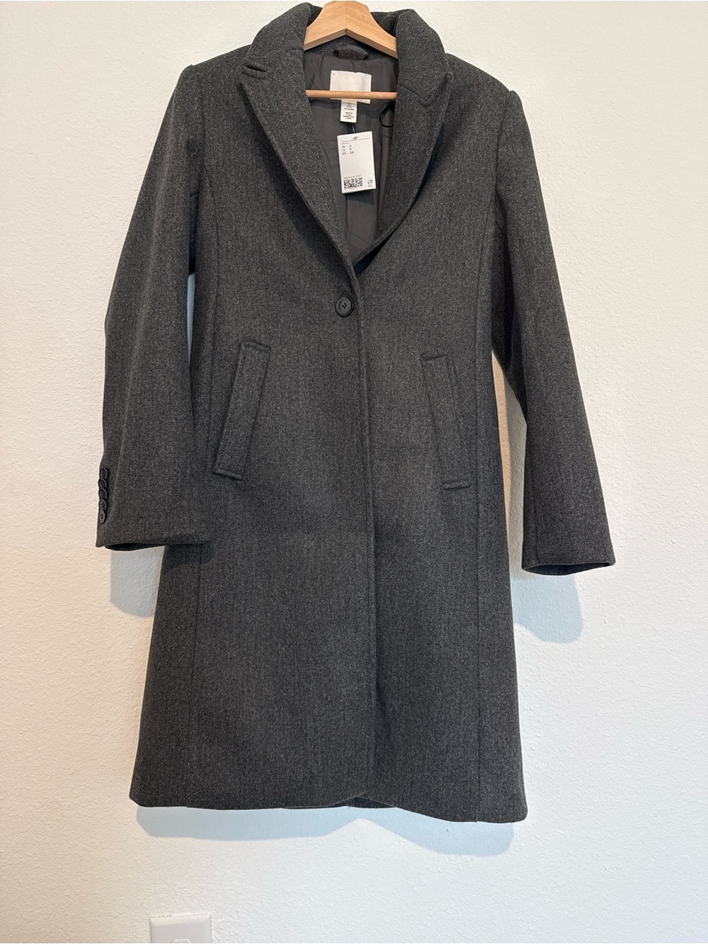 H&M Women's Dark Gray Tailored Single-Button Coat